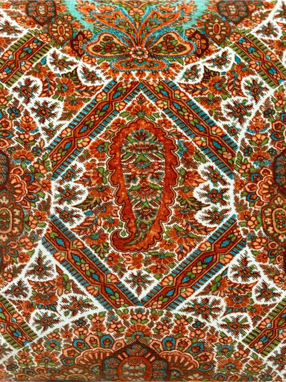 Pottery Barn Decorative Throw Pillow Pair in Warm Rust & Teal Paisley Pattern - Picture 3 of 4